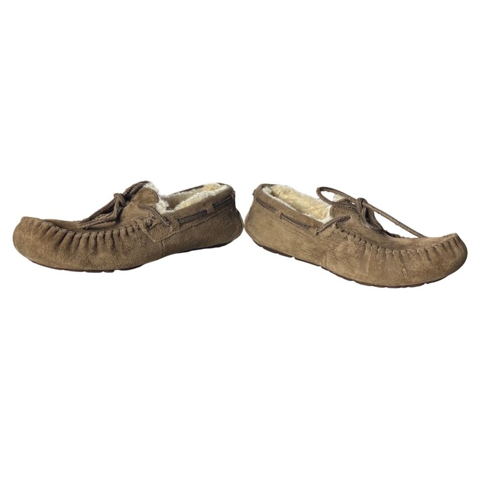 Ugg Womens Sz 6 Dakota Tan Suede Moccasin Slippers With Shearling Lining - Picture 5 of 7